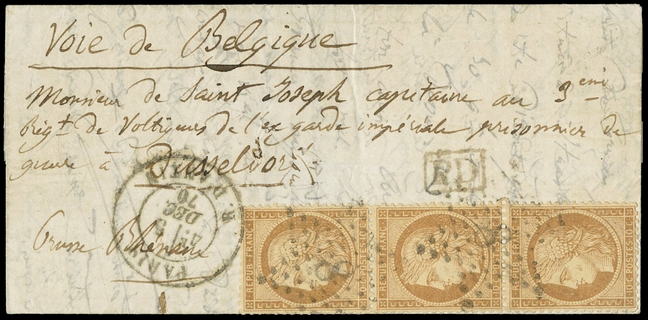 FRANCIA 1870 BALLON MONTE - 37: LE DENIS PAPIN, 10c Siege in ST3