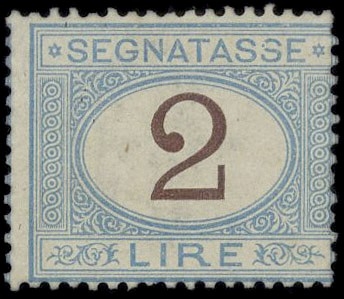 ITALIA REGNO 1870 - T12: Segnatasse, 2L azzurro chiaro e bruno