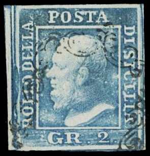 SICILIA 1859 - 07: 2gr azzurro annullato