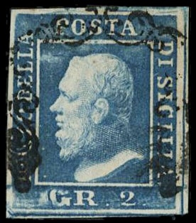 SICILIA 1859 - 07: 2gr azzurro annullato