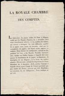 SARDEGNA 1819 - Manifesto camerale della serie definitiva dei Cavallini stampato in lingua francese